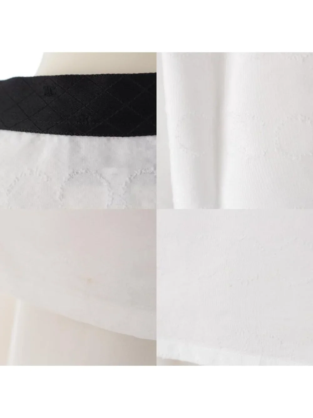 Chanel CC Logo Bow Tie Ribbon Short Sleeve Blouse Top Black White 38